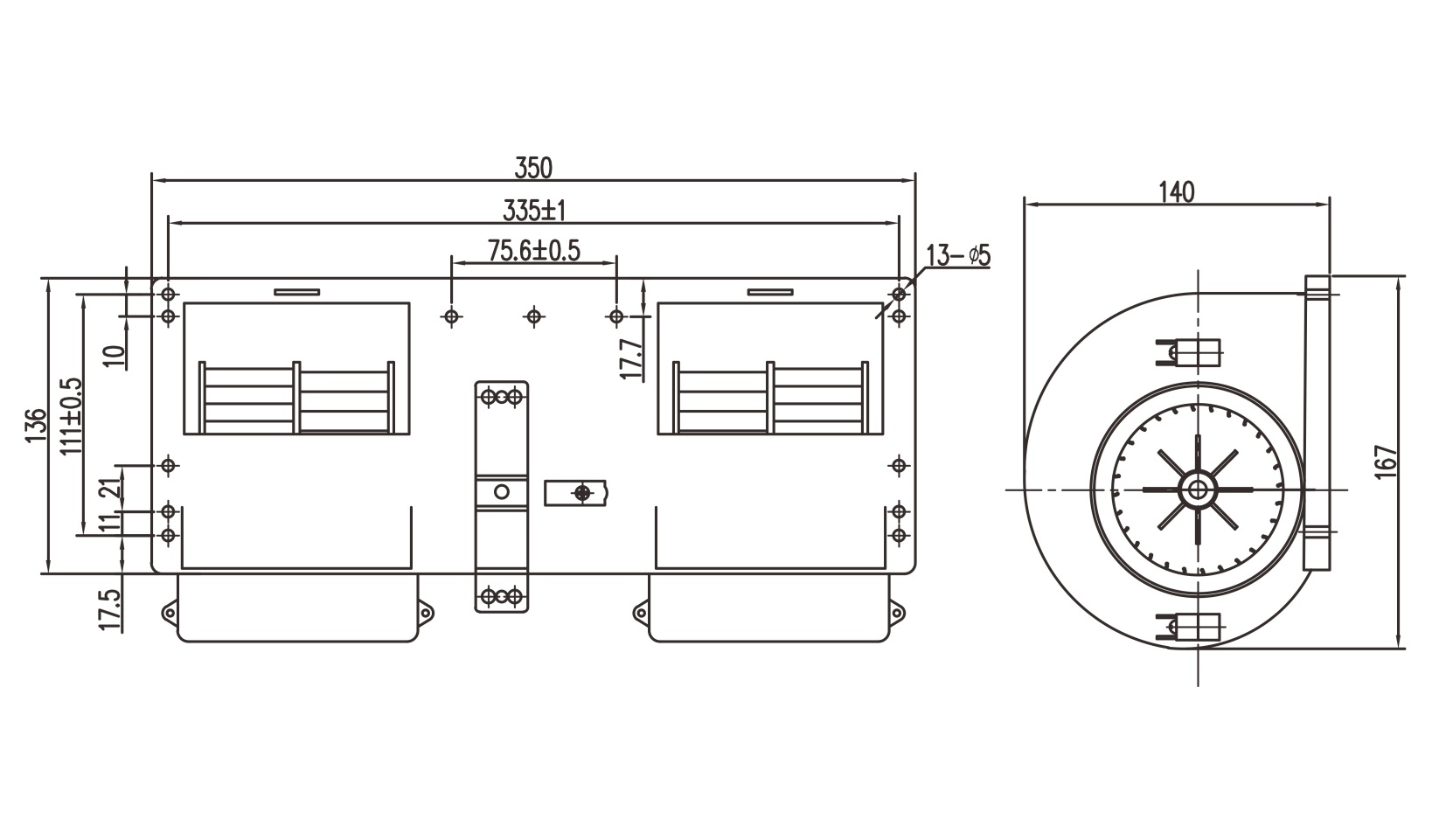 Dimension of DC Blower fan
