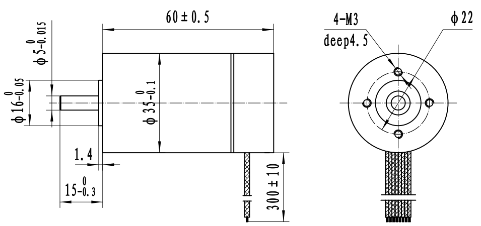 Drawing of dc brushless motor SLT3560