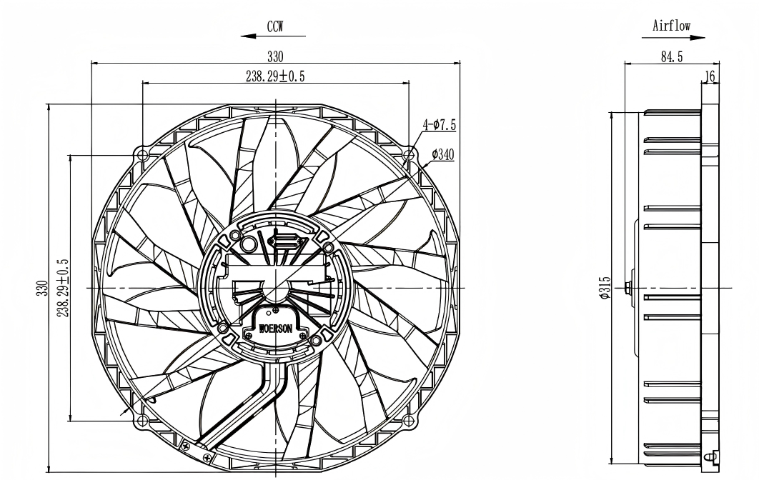 无环风扇 WBLF-1261-BS7500 规格图